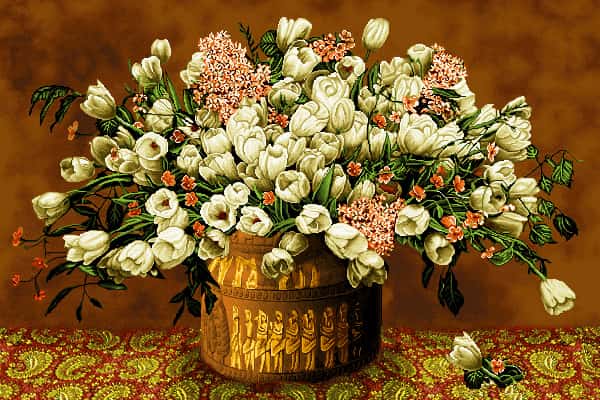 تصویر 3 از قیمت خرید تابلو فرش گلدان گل عمده به صرفه و ارزان